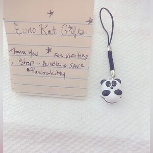 NEW HANDMADE Panda bear bell Charm cell phone android Apple i phones Black White